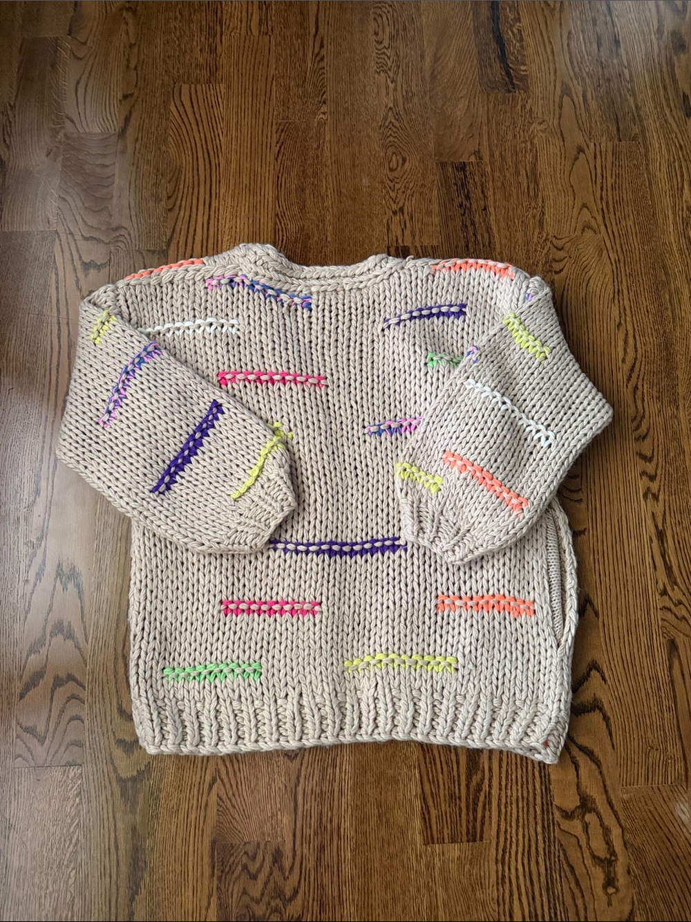 Listicle oatmeal cardigan with balloon sleeves medium - Picture 12 of 13
